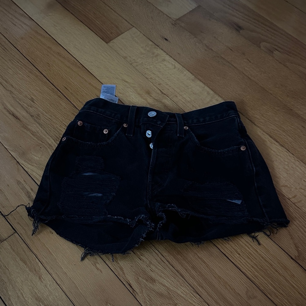 Levi's Black Distressed Cutoff Jean Shorts